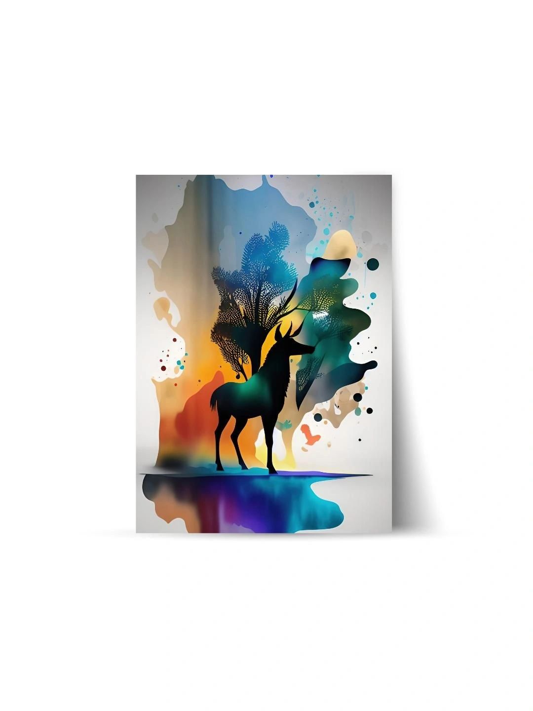 ARTOLIC Green & White Deer With Tree Wall Paintings-image-22