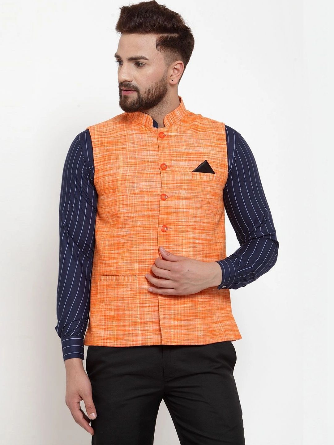 Moda Rapido Woven Design Pure Cotton Nehru Jacket-picture-19