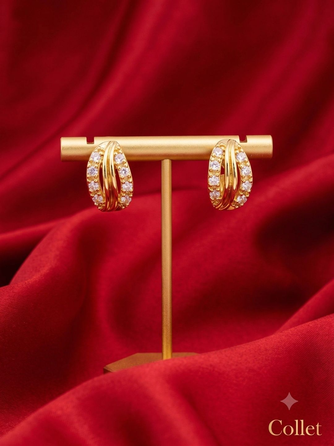 Collet Oval Half Hoop Earrings-picture-40