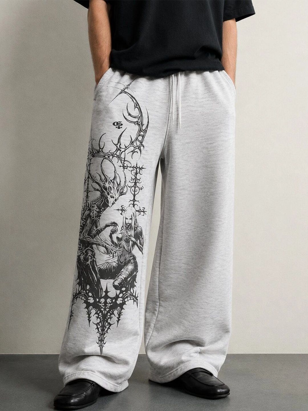 GENRAGE Men Baggy Graphic Print Training Track Pants-picture-13
