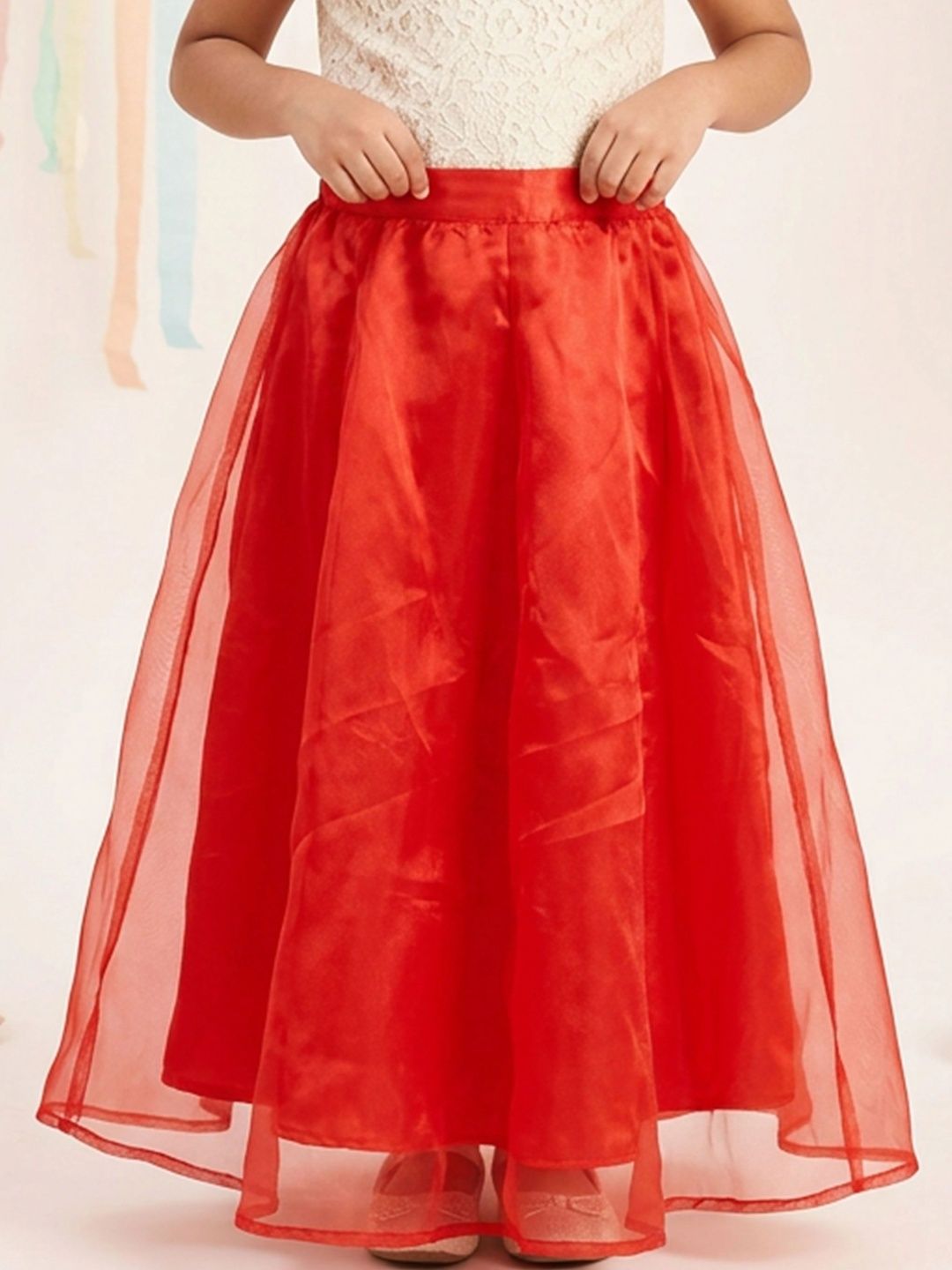 KiddoPanti Girls Georgette Sheer Maxi A-Line Skirt-picture-41