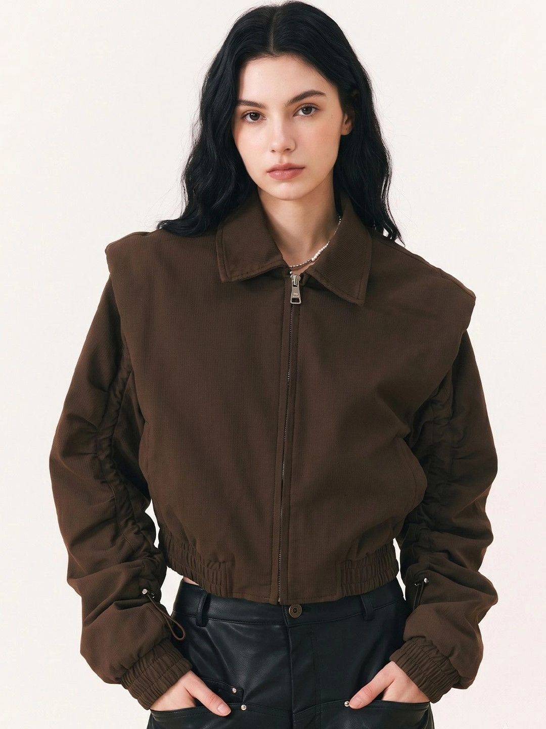 Suo Women Crop Bomber Jacket-picture-12