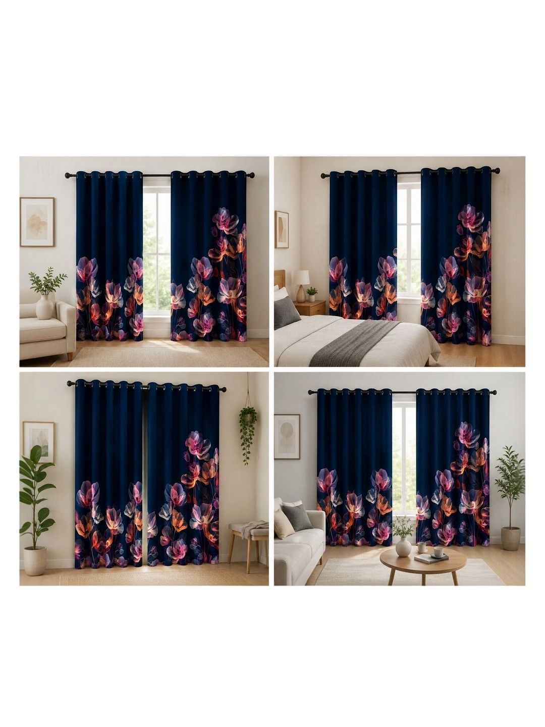 VRINDAKUL Navy Blue Floral Window-picture-19