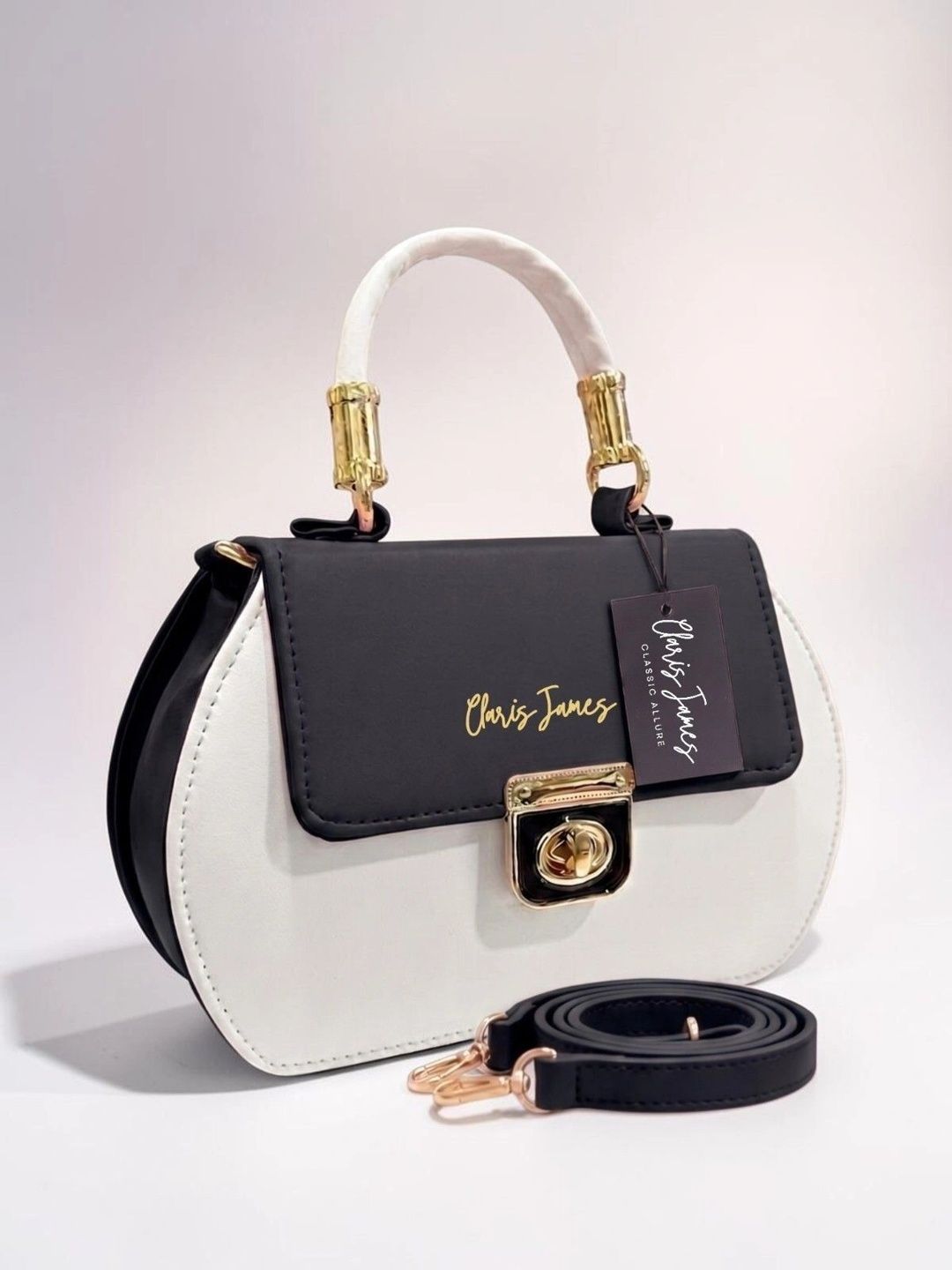CLARIS JAMES Colourblocked PU Handheld Bag-picture-12
