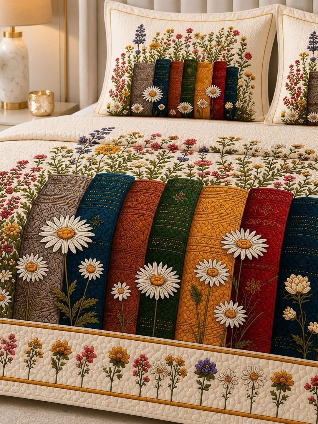 VRINDAKUL Multicoloured 180 TC Queen Bedsheet with 2 Pillow Covers-picture-13