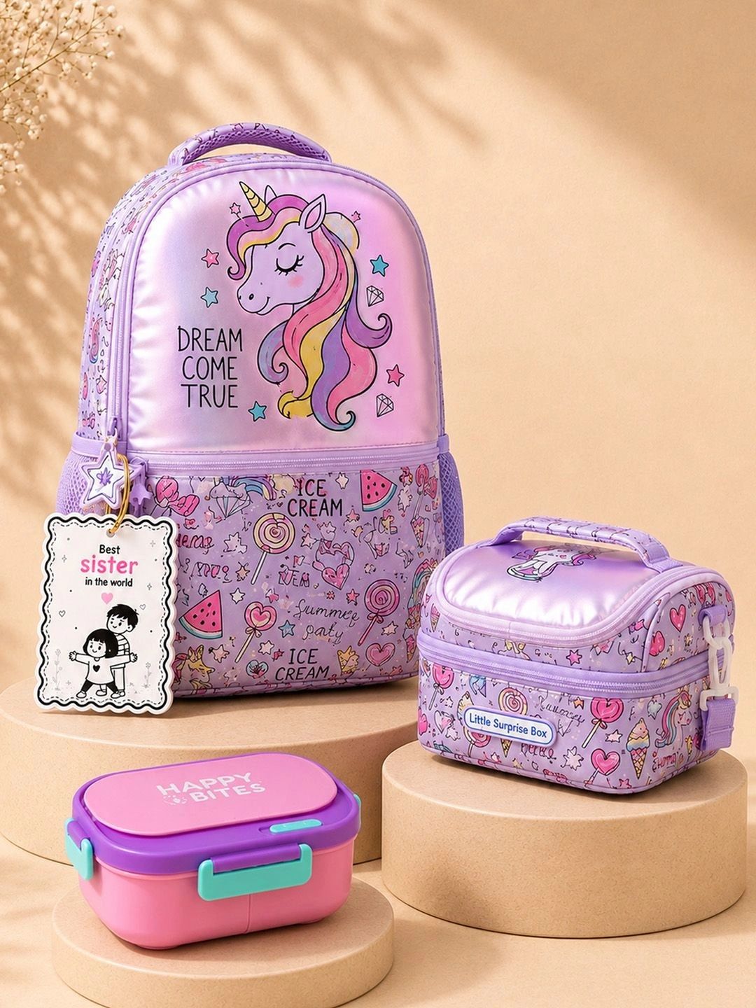 Little Surprise Box 4-Pcs Backpack Lunch Bag Lunch Box & Rakhi Home Gift Set-picture-10