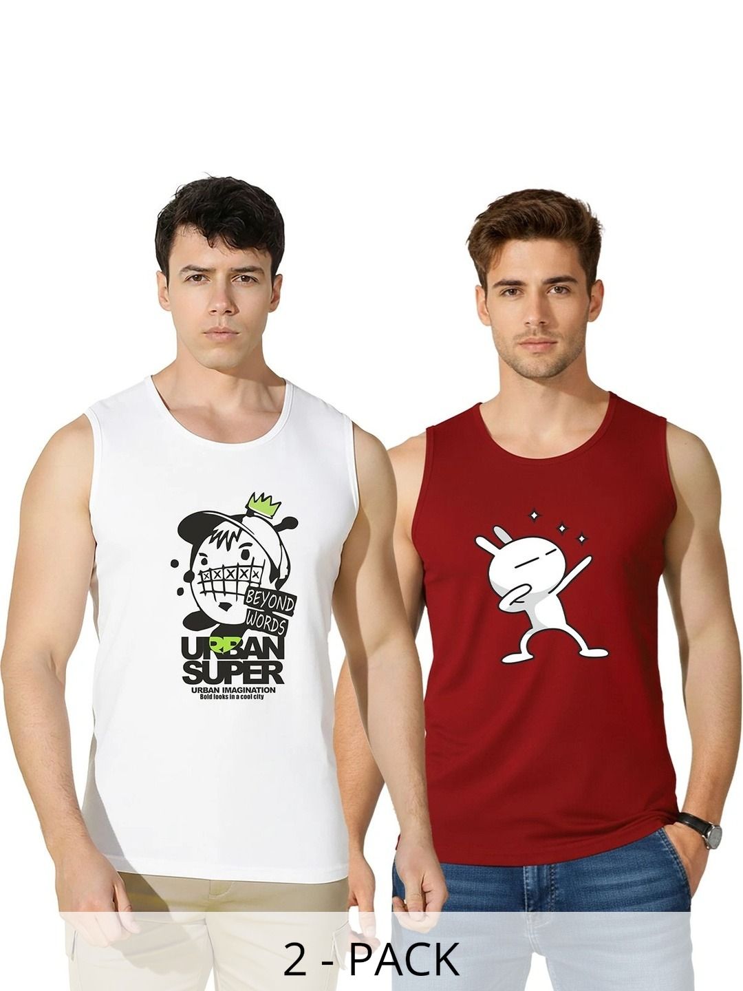 MINISTRY OF FRIENDS Pack of 2 Printed Cotton Tank-picture-36