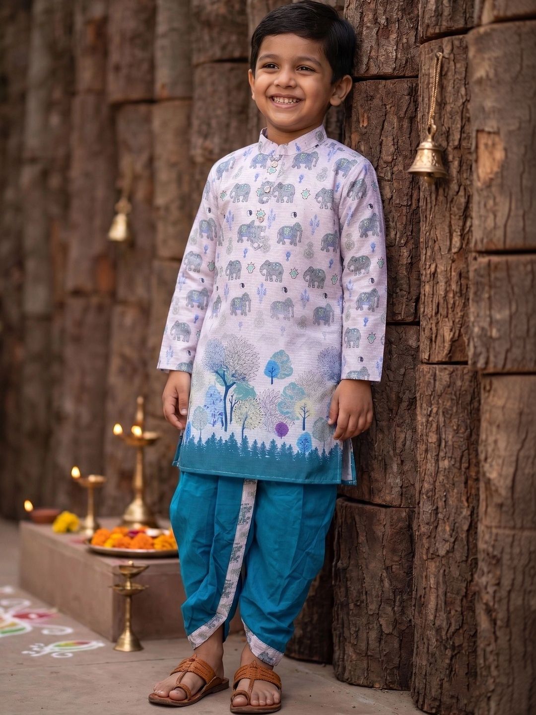 Cae Boys Ethnic Motifs Printed Regular Kurta with Dhoti Pants-picture-31