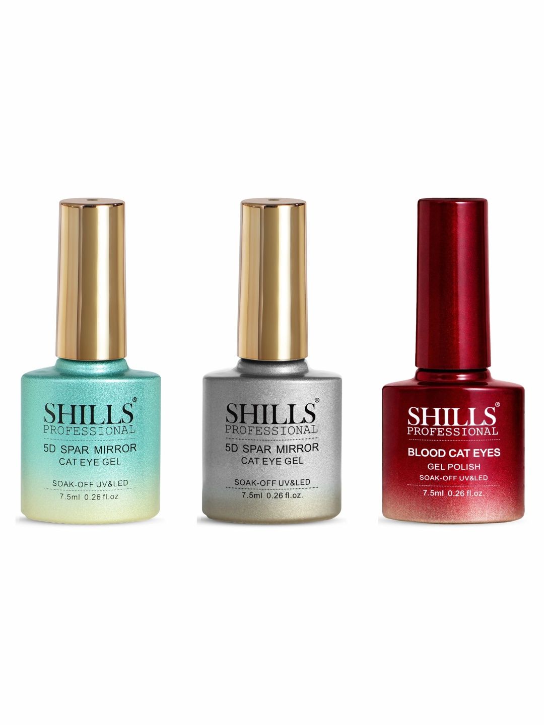 shills professional Set Of 3 5D Spar Mirror Cat Eye Gel - 7.5 ml Each - 367 - 364 - 409-picture-2