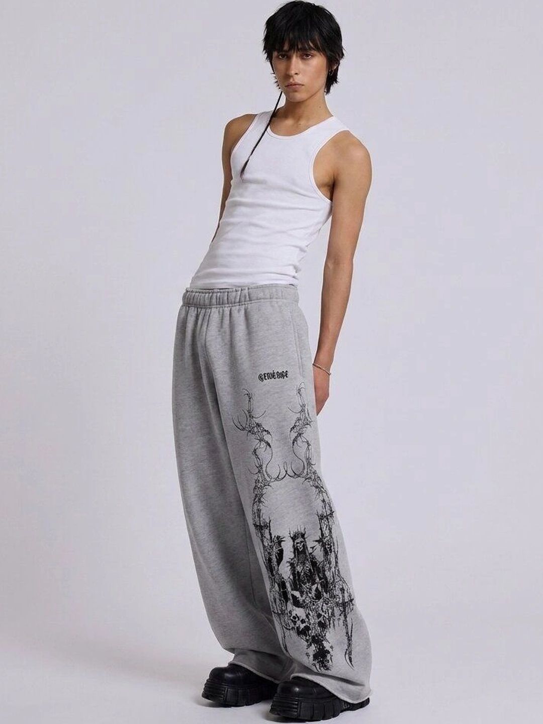 GENRAGE Men Baggy Graphic Print Track Pants-picture-28