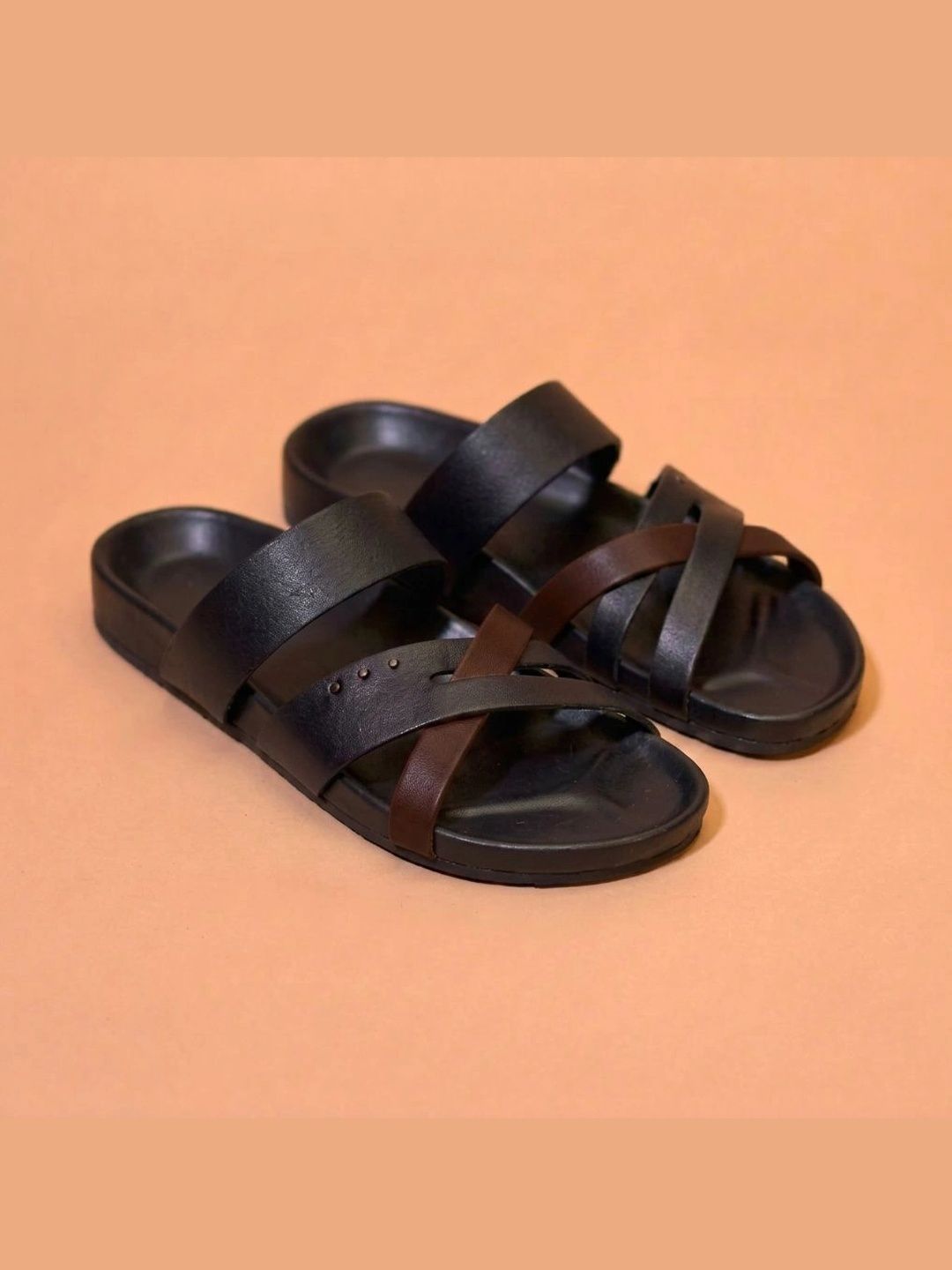 dmodot men leather open toe flats