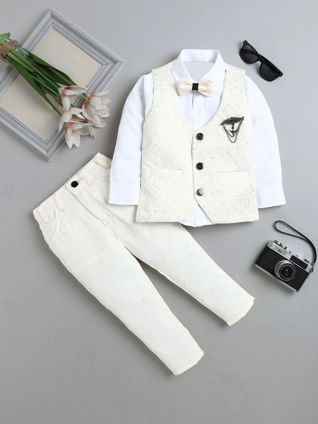 Miss & Chief Boys Notched Lapel Collar Single-Breasted Three-Piece Suit-picture-24