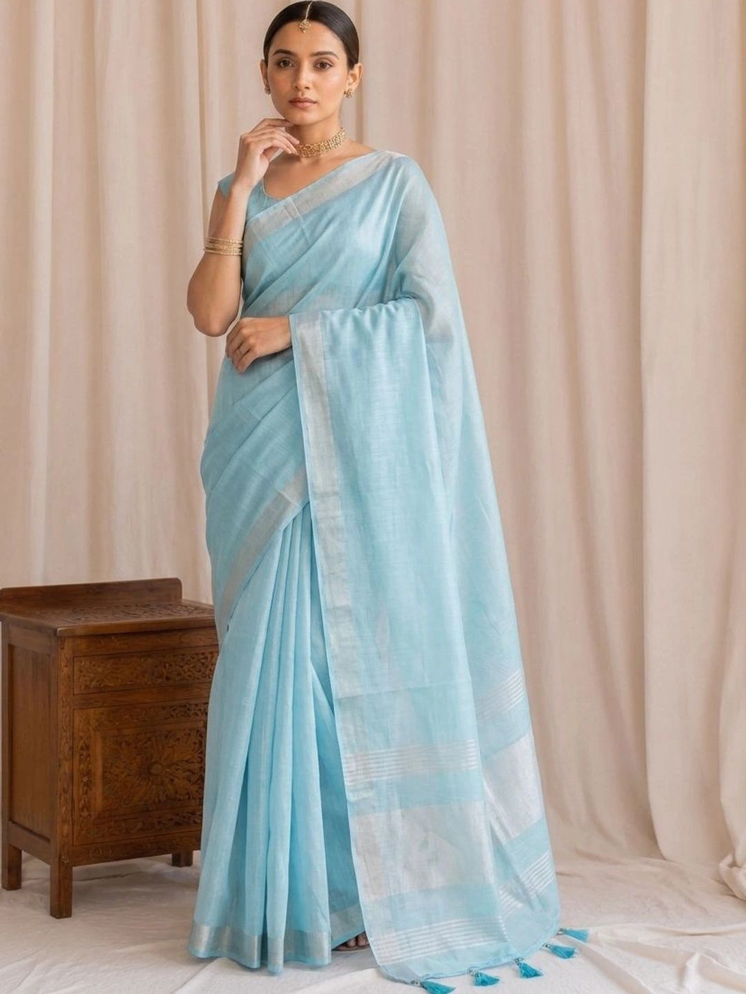 Anouk Linen Blend Saree-picture-32