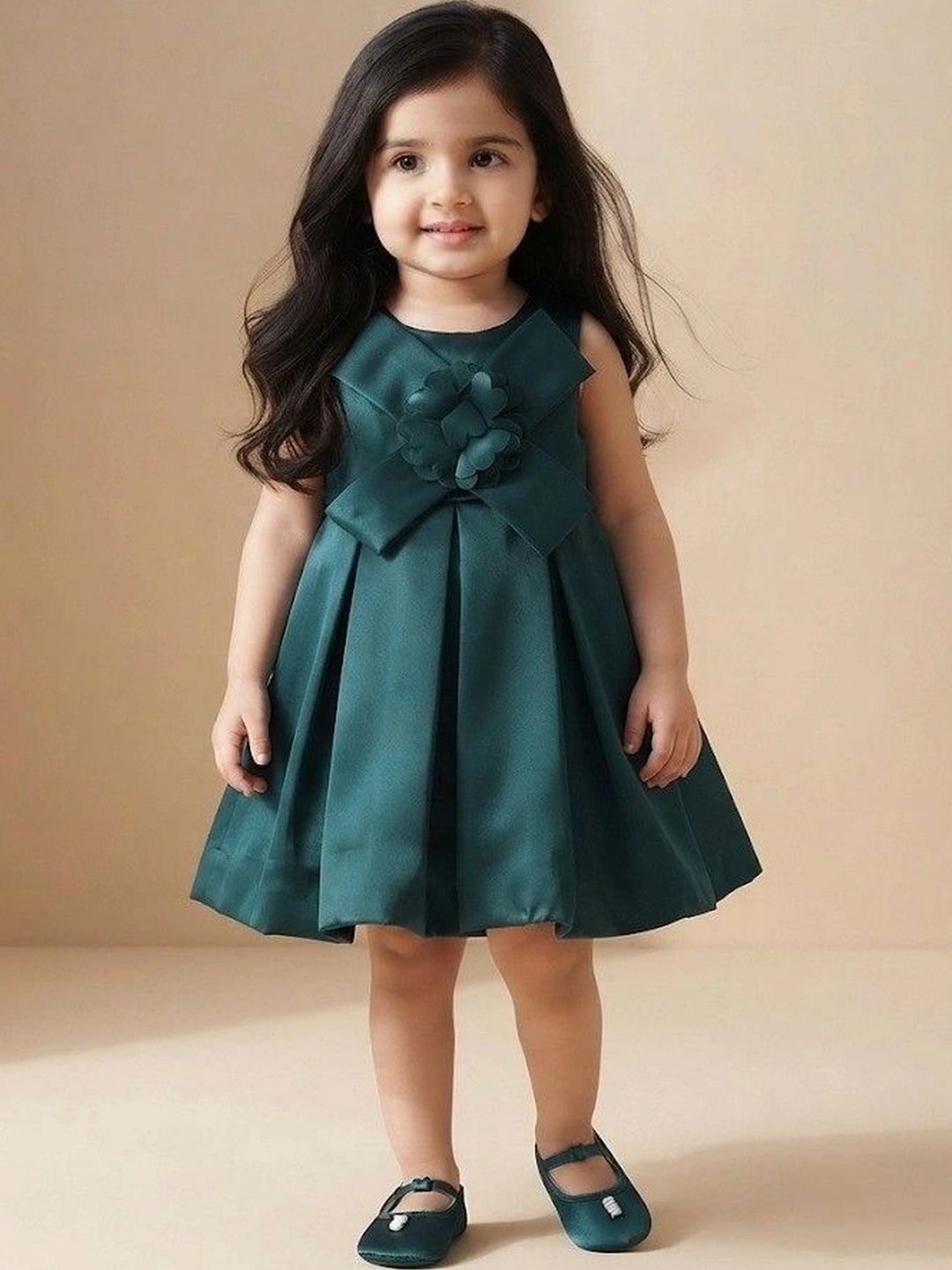Blabber Ruffled Satin A-Line Dress-picture-39
