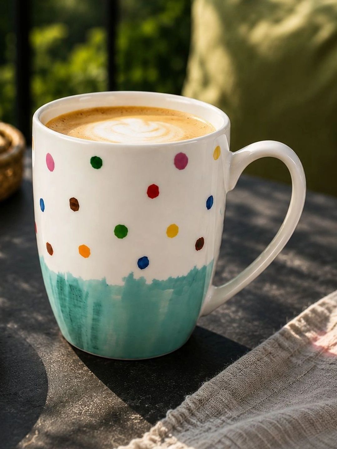 RUHANI HOMES White Hand Painted Printed Ceramic Glossy Mugs Set of Cups and Mugs-image-43