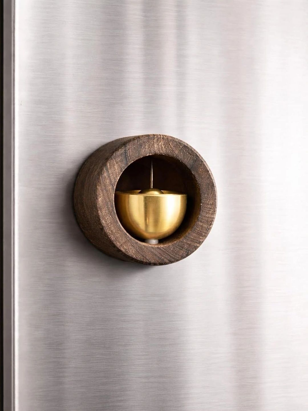 Manifested Decor Brown & Yellow Round Fridge Magnet Bell-image-45