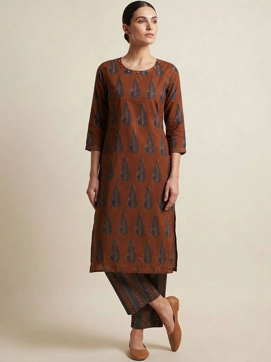 gokurtis Ethnic Motifs Printed Pure Cotton Blend Handloom Kurti-picture-15