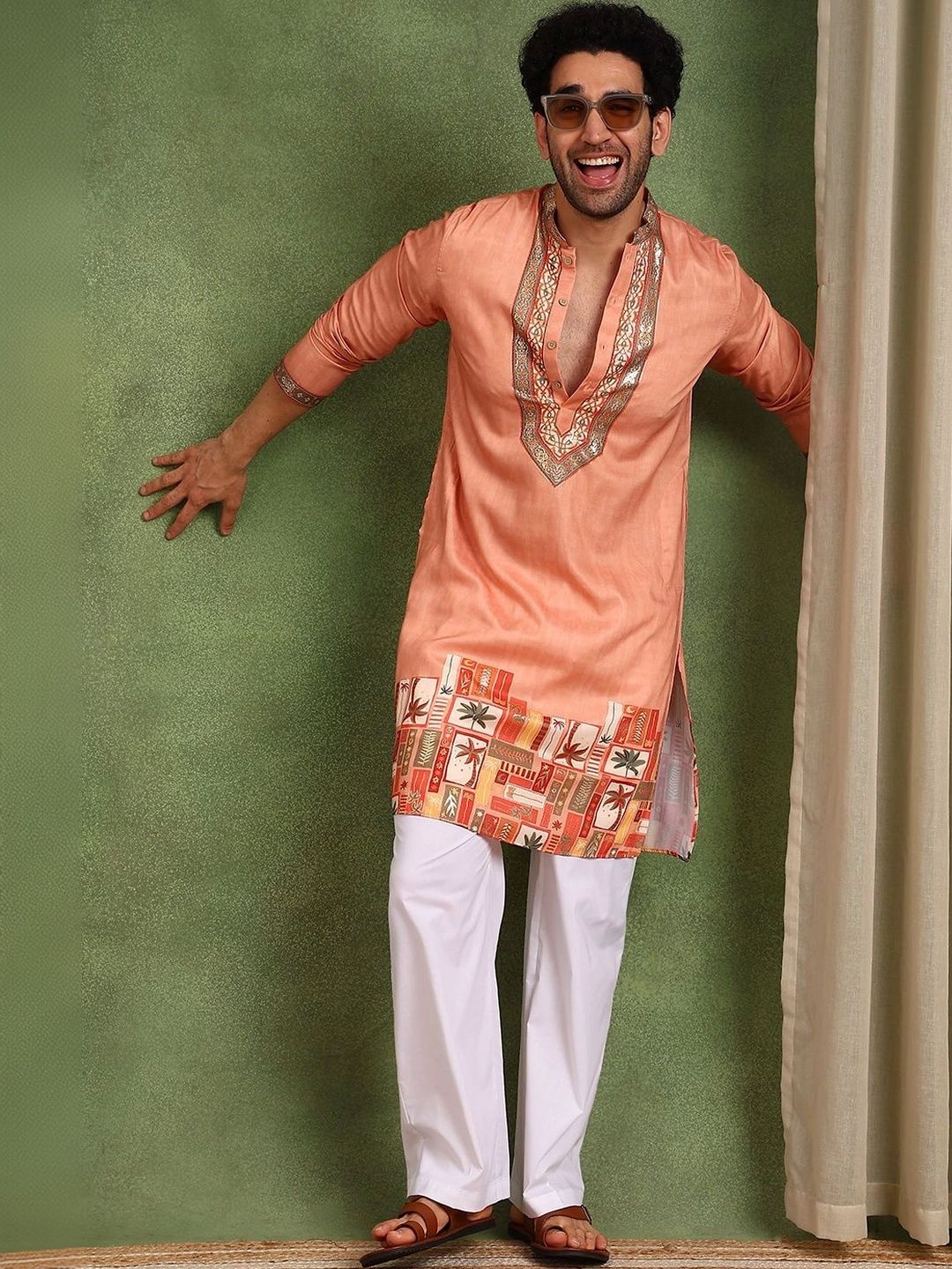 See Designs Men Ethnic Motifs Printed Thread Work Kurta-picture-10