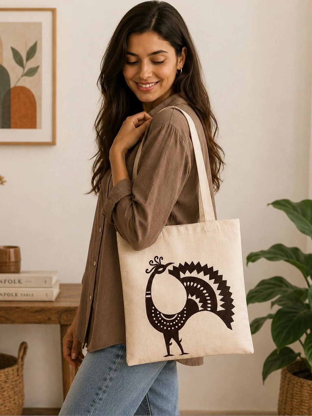FUSIONARI Ethnic Motifs Printed Tote Bag-picture-37