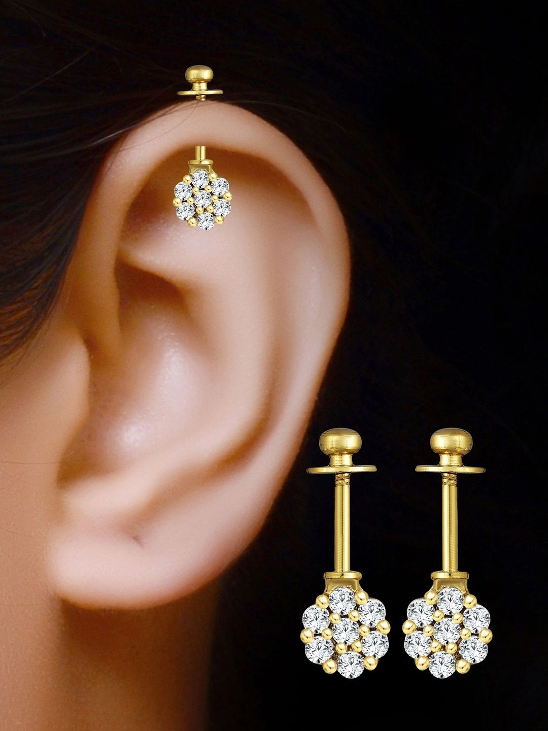 VIVASTRI Floral Studs Earrings-image-18