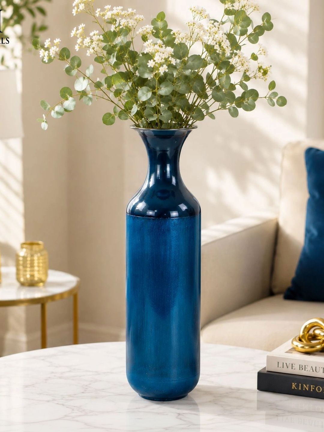 NFI essentials Blue Metal Flower Vase-image-13