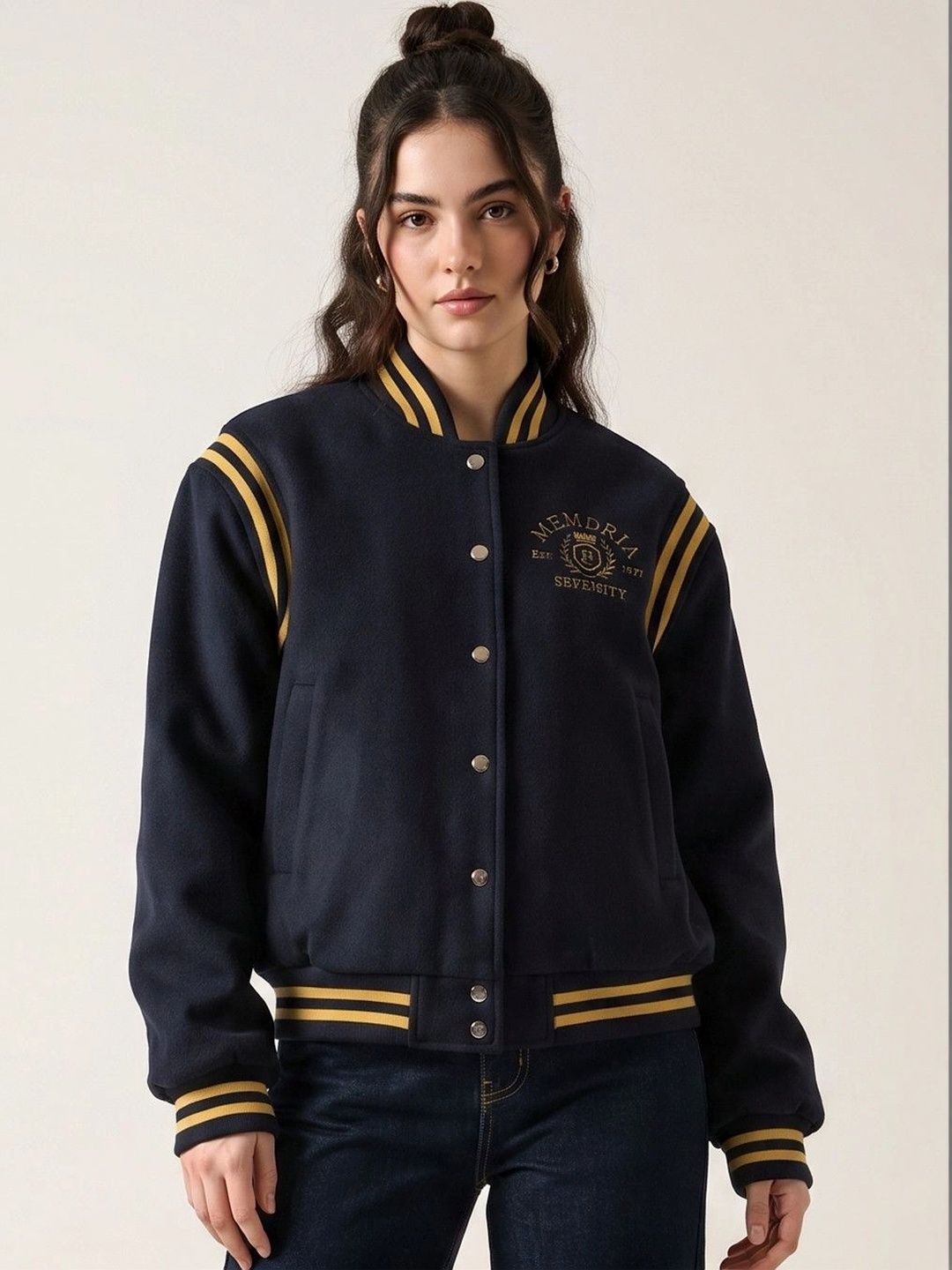 Suo Women Typography Varsity Jacket-picture-54