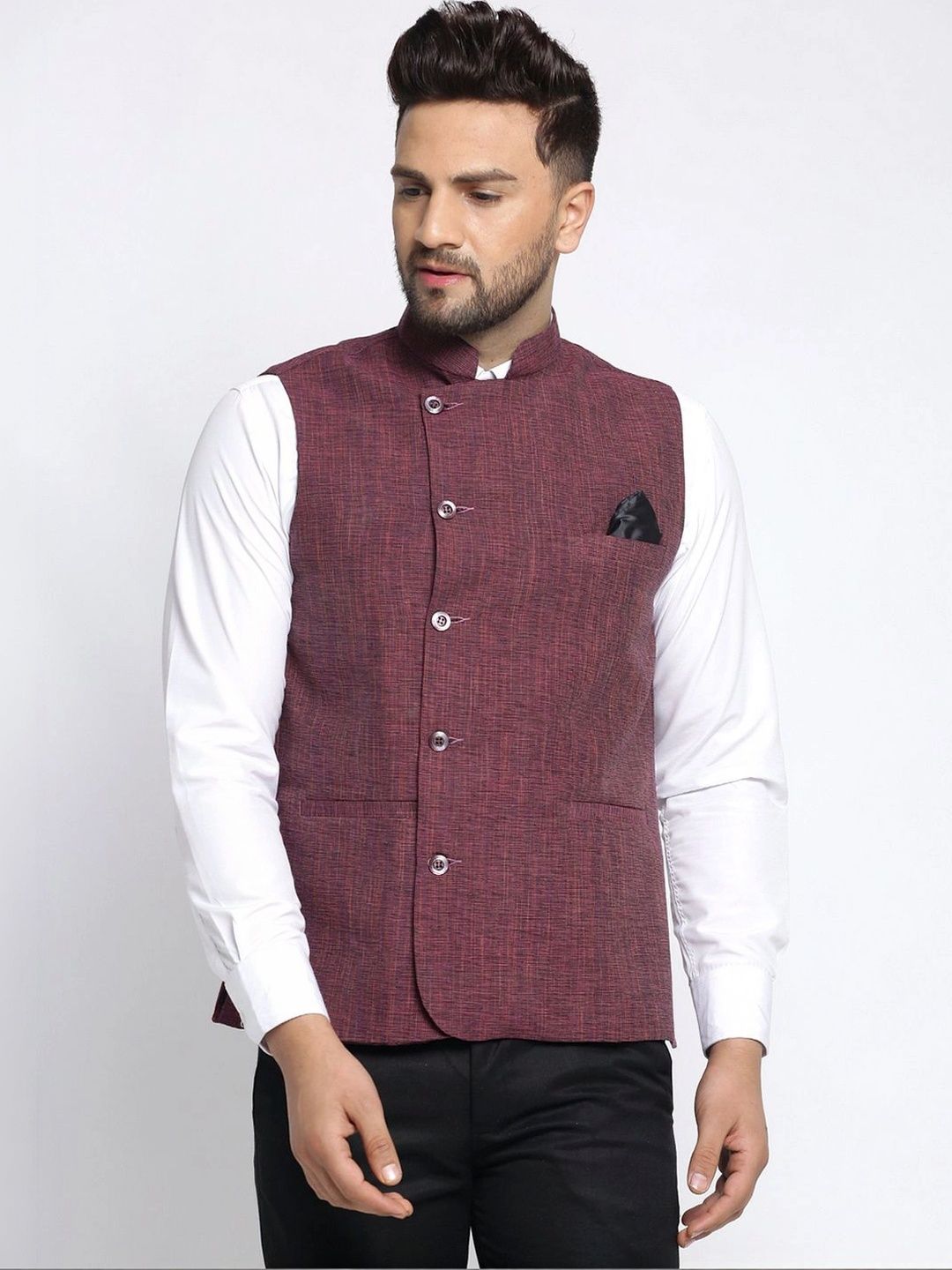 Moda Rapido Woven Design Woven Nehru Jacket-picture-22