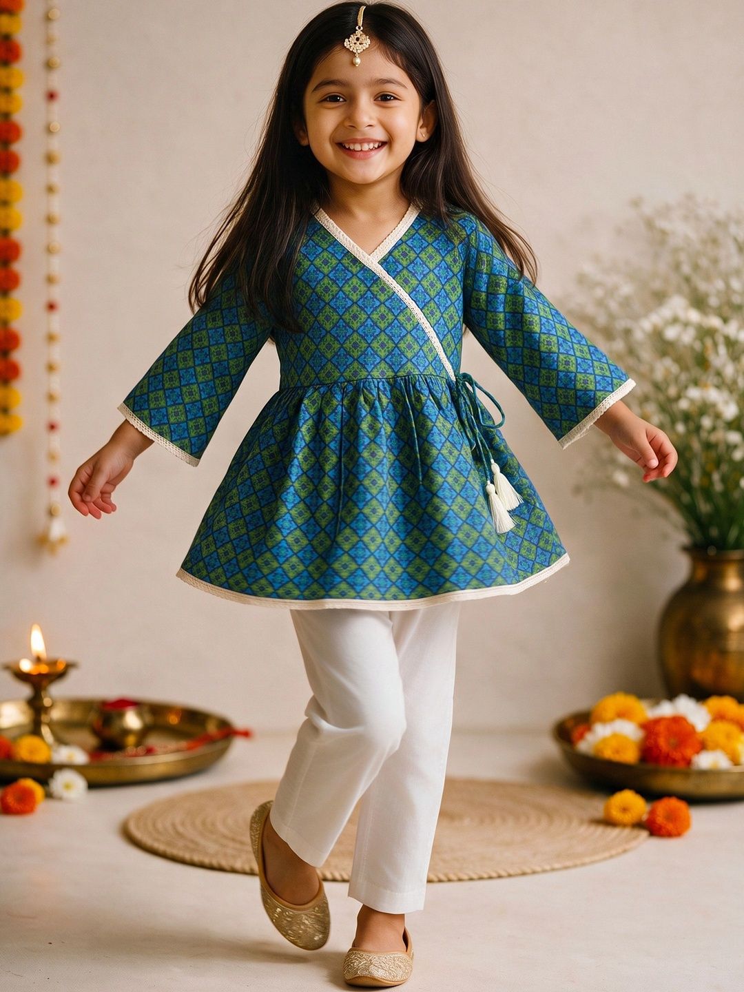 VASTRAMAY Girls Ethnic Motifs Printed Anarkali Kurta-picture-23