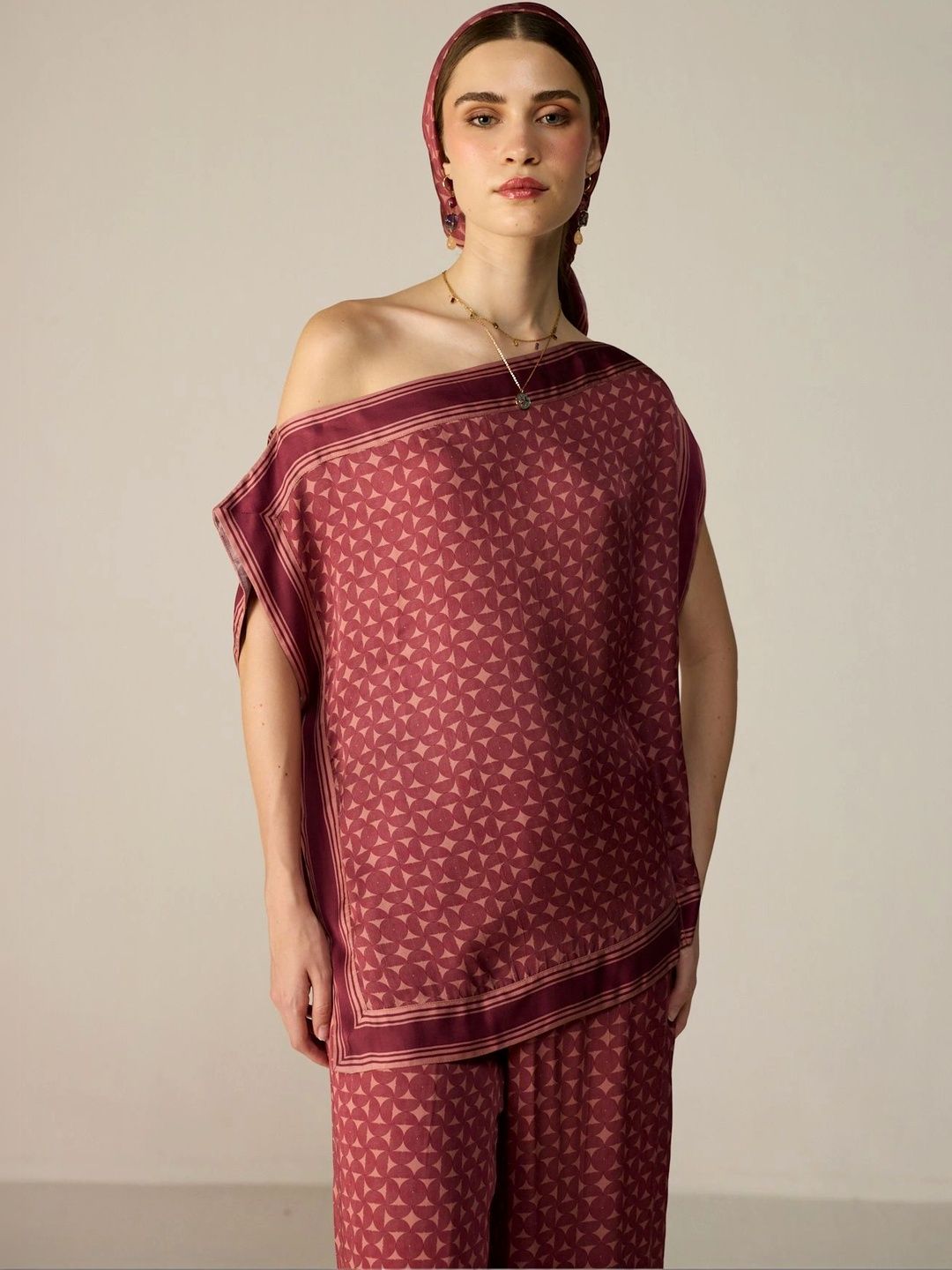 Calling June Geometric Print One Shoulder Top-picture-21