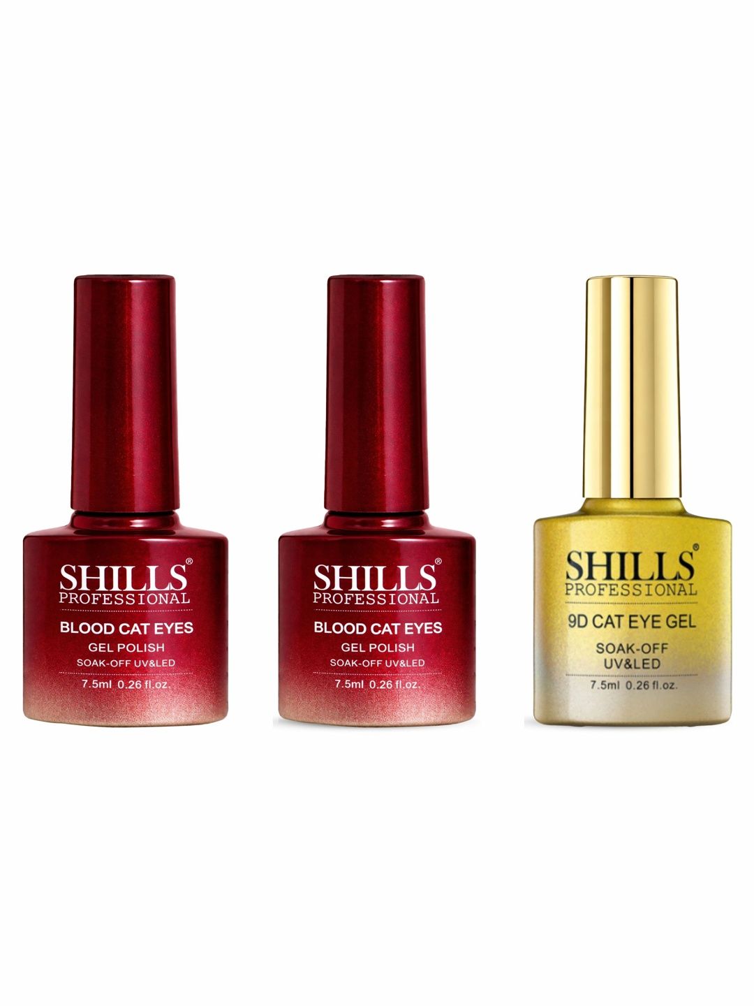 shills professional Set Of 3 Blood &9D Cat Eye Gel Nail Polish - 7.5 ml- 407 - 409 - 310-picture-25