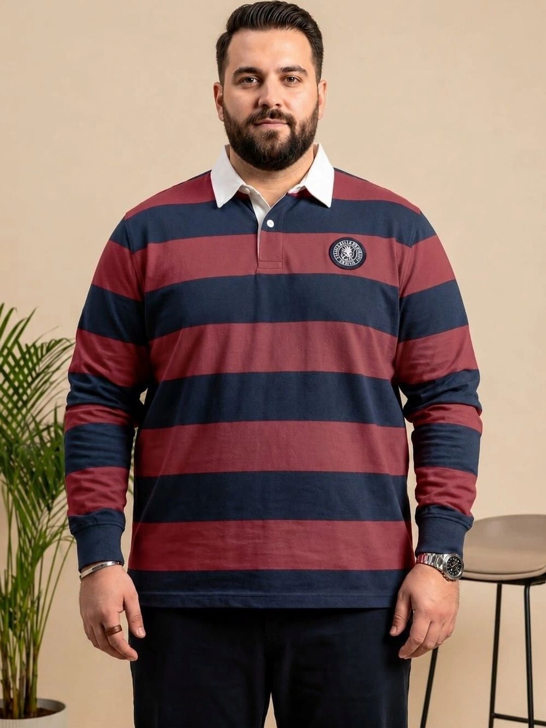 AUSTIVO Men Striped Polo Collar Pockets T-shirt-picture-27