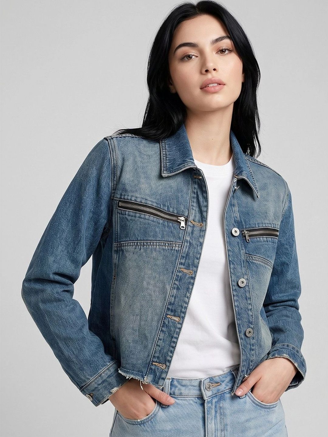Suo Women Colourblocked Denim Jacket-picture-29