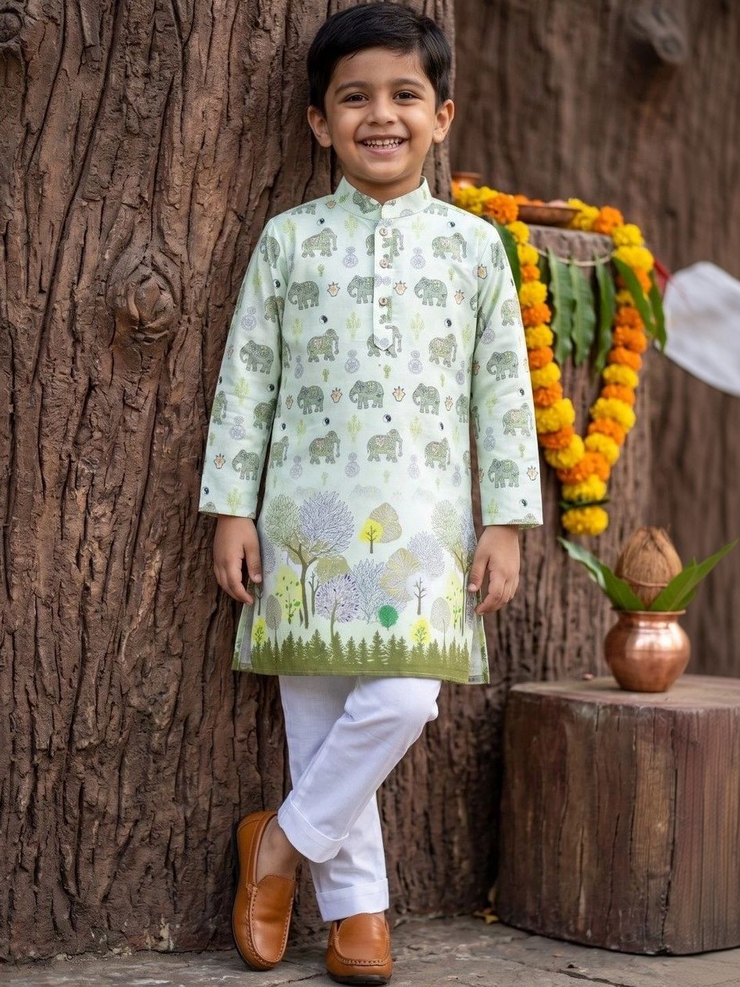 AHLAN APPARELS Boys Animal Printed Regular Kurta with Pyjamas-picture-55