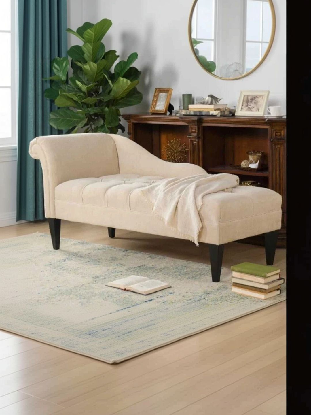 INDIAWOODMART Cream Wooden 2 Seater Sofa-picture-16