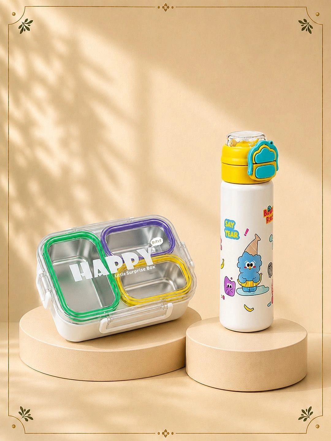 Little Surprise Box 4-Pcs Buddy Water Bottle Lunch Box Rakhi & Jute Bag Home Gift Set-picture-38