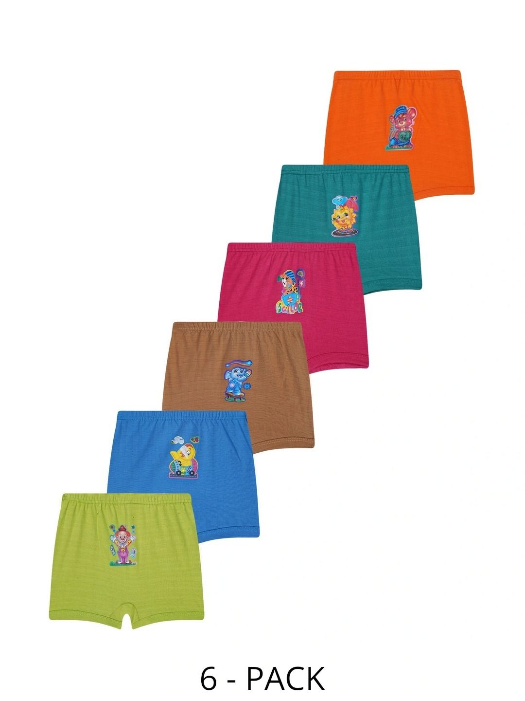 YELLOWDELIGHT Boys Pack of 6 Printed Assorted Cotton Boy Shorts-picture-23