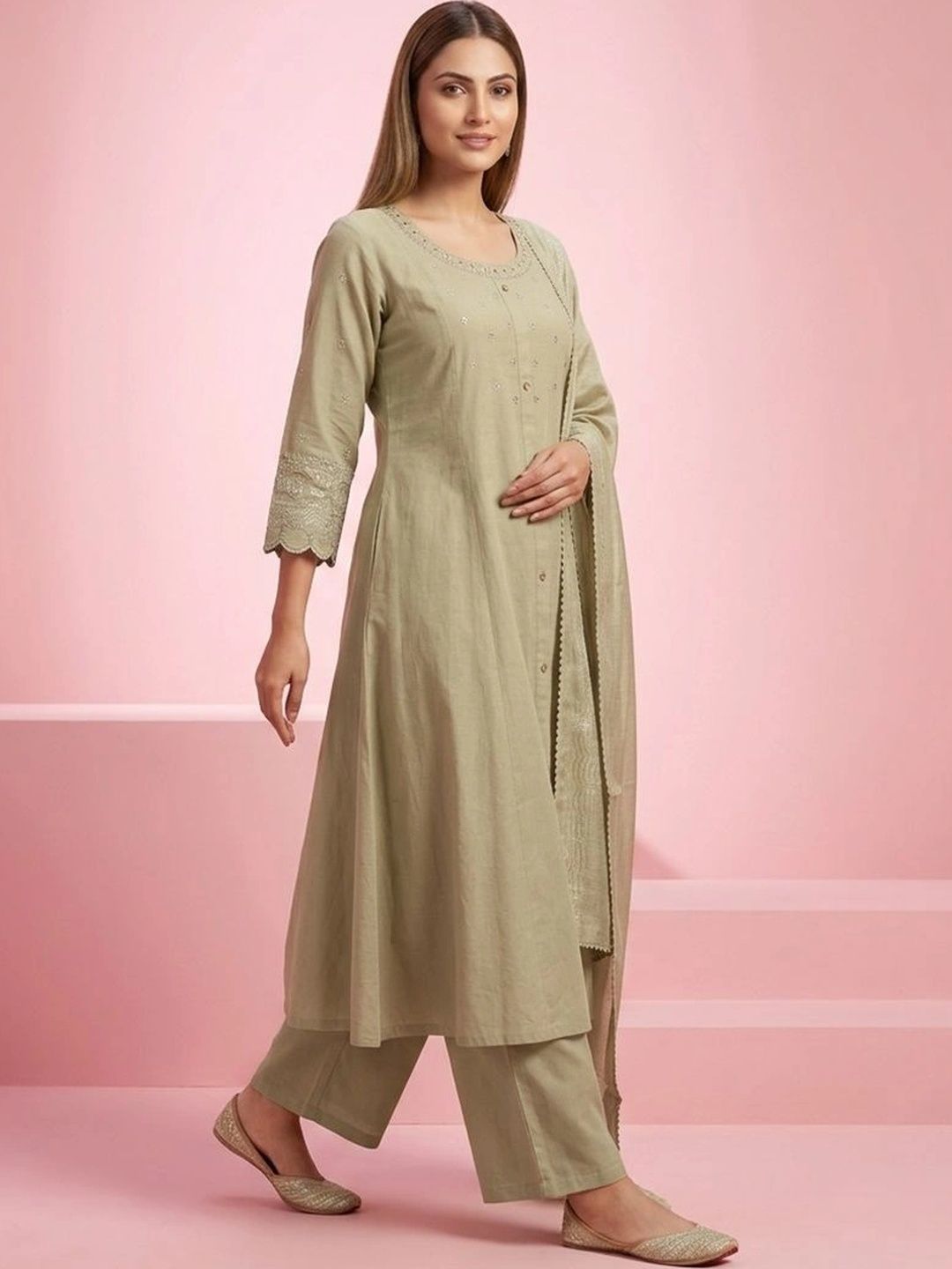 gokurtis Embroidered Mirror Work Pure Cotton Blend Handloom Mirror Work Kurti-picture-44