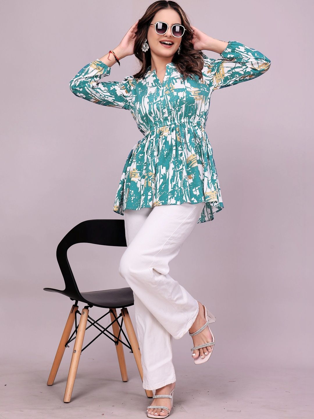 MANDIV FASHION Mandarin Collar Printed Tunic-picture-29