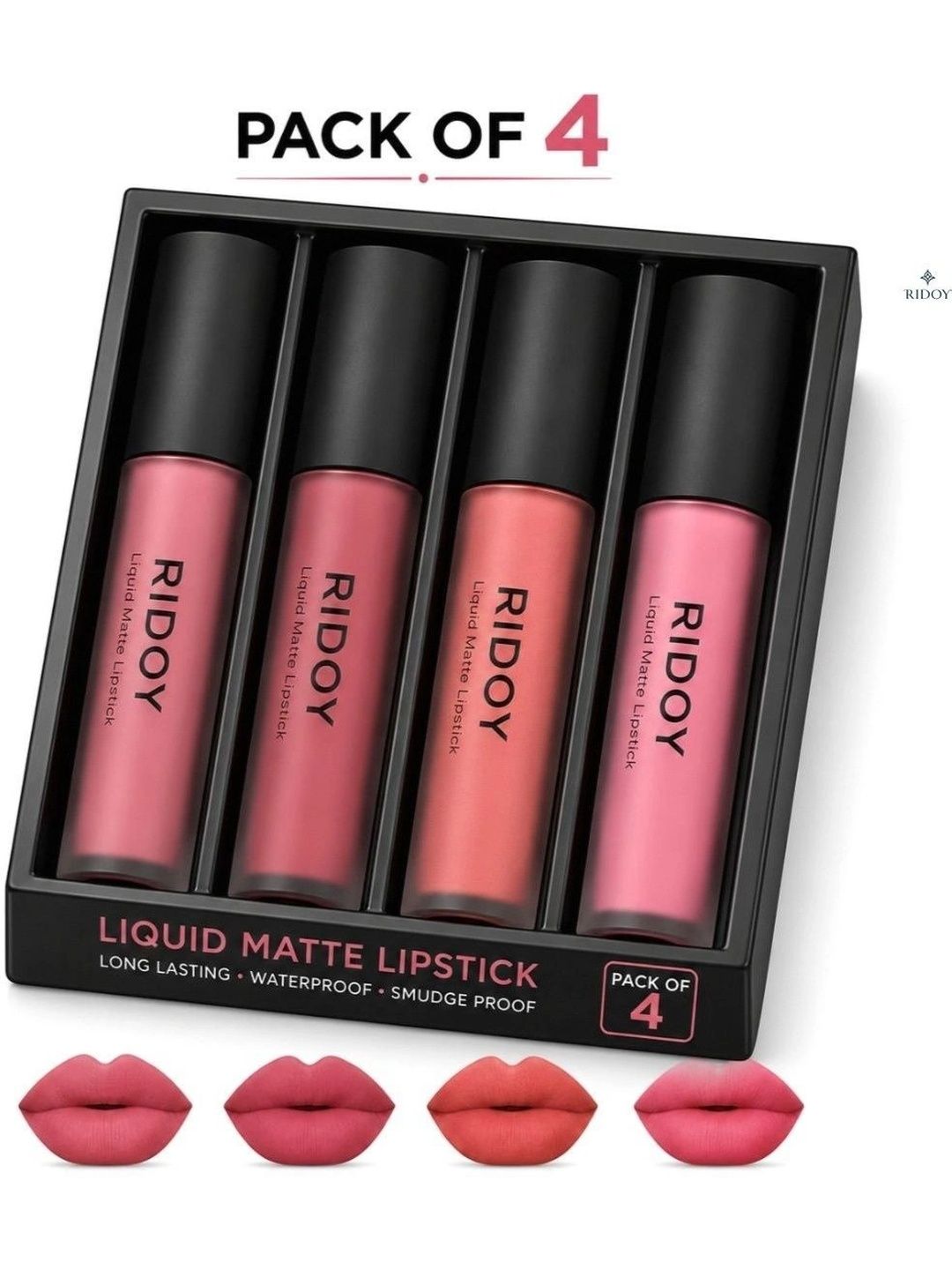ridoy Set Of 4 Waterproof Liquid Matte Lipstick-3 ml Each - Pink Nude-Rose Nude-Peach Nude-picture-56