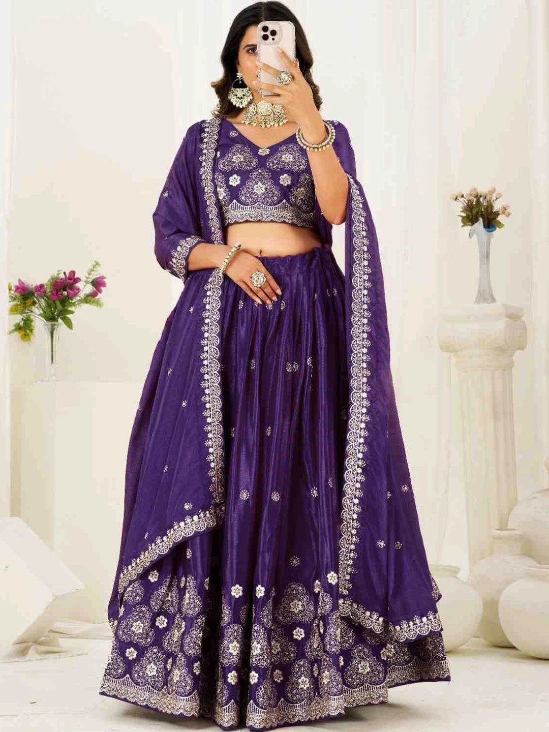 Gk Trendz Embroidered Thread Work Ready to Wear Lehenga & Blouse With Dupatta-picture-20