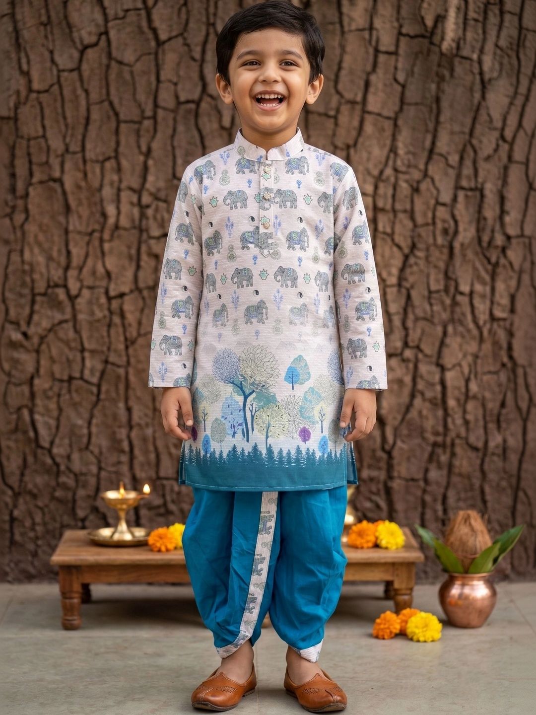 TAKE STYLE Boy Ethnic Motifs Printed Regular Kurta with Dhoti Pants-picture-11