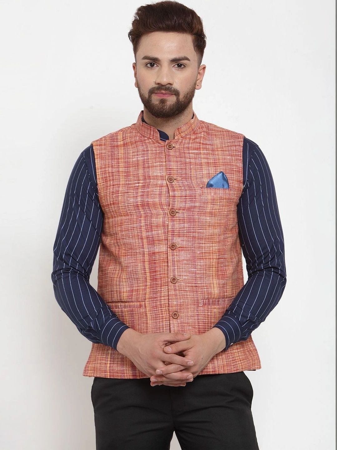 Moda Rapido Woven Design Pure Cotton Woven Nehru Jacket-picture-15