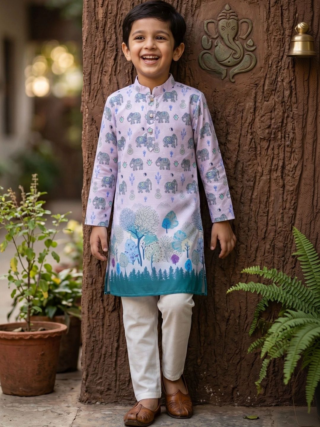 AHLAN APPARELS Boys Animal Printed Regular Kurta with Pyjamas-picture-46