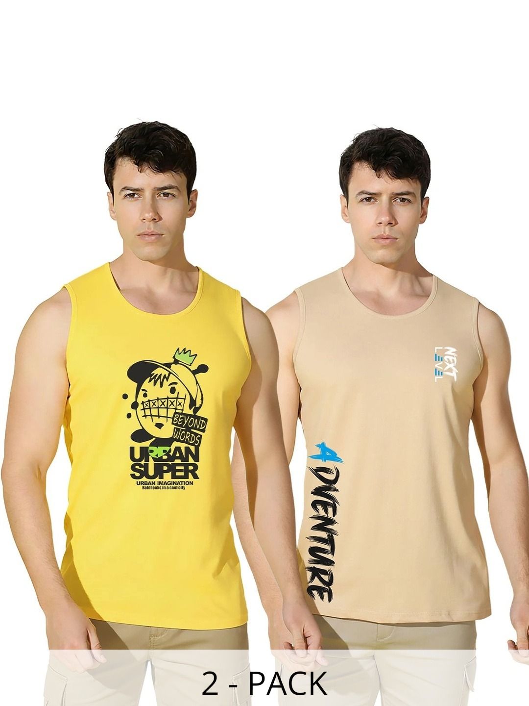 MINISTRY OF FRIENDS Pack of 2 Printed Cotton Innerwear Vests-picture-33