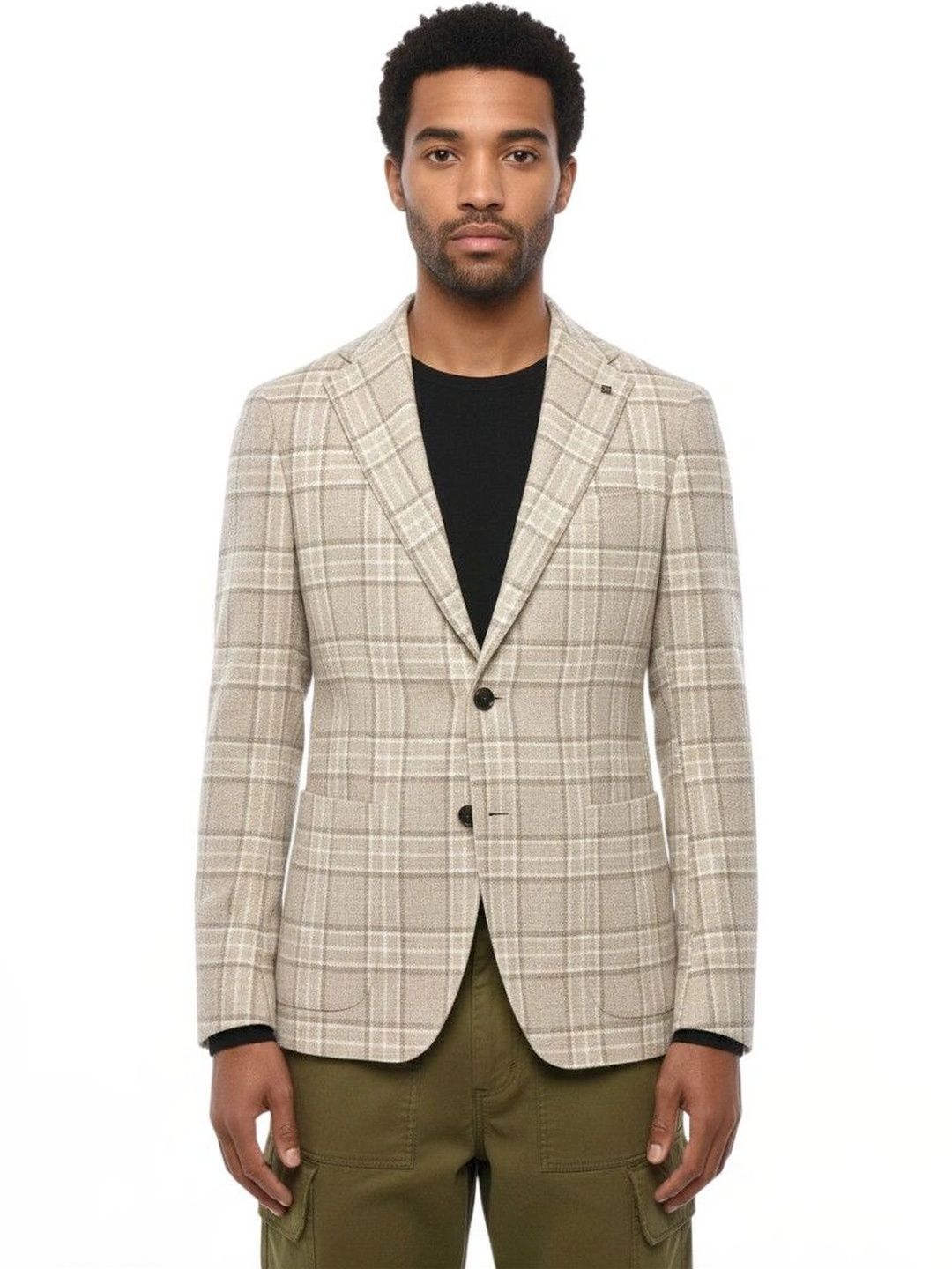 Tagliatore Light Beige Notched Lapel Blazer-picture-43