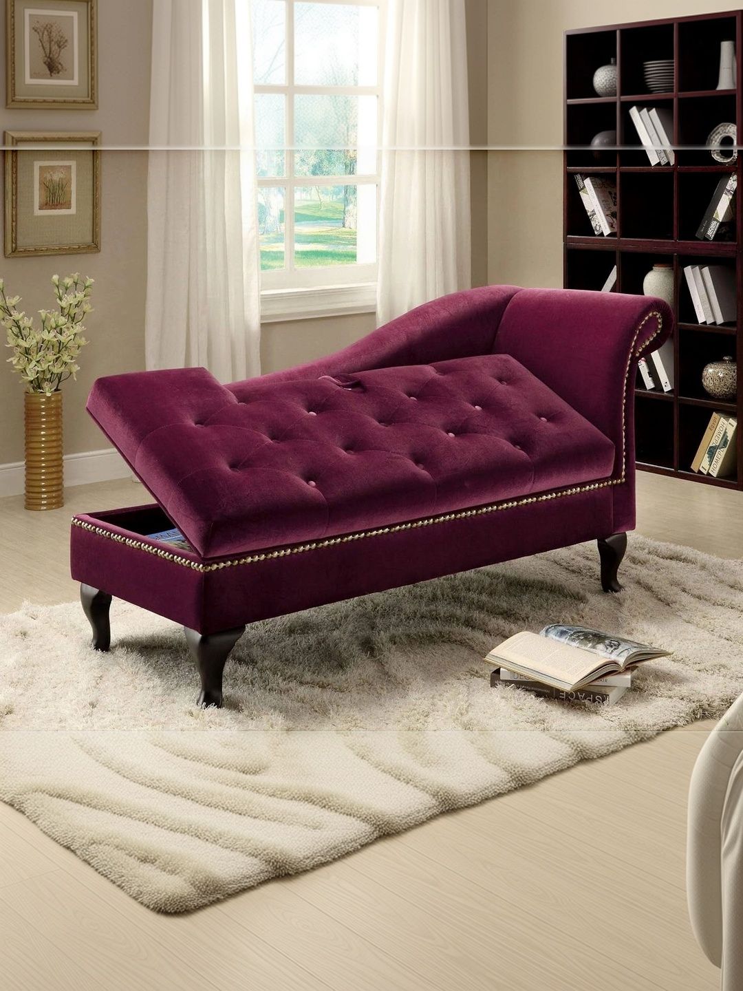 INDIAWOODMART Maroon Wooden 2 Seater Sofa-picture-5