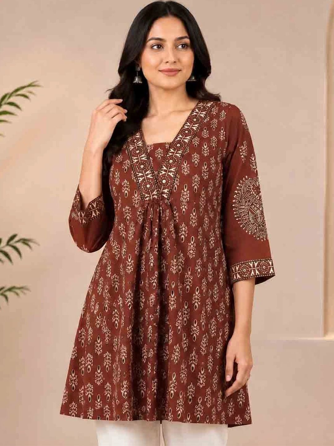 KASIBAA Print Ethnic Cotton Blend Top-picture-44