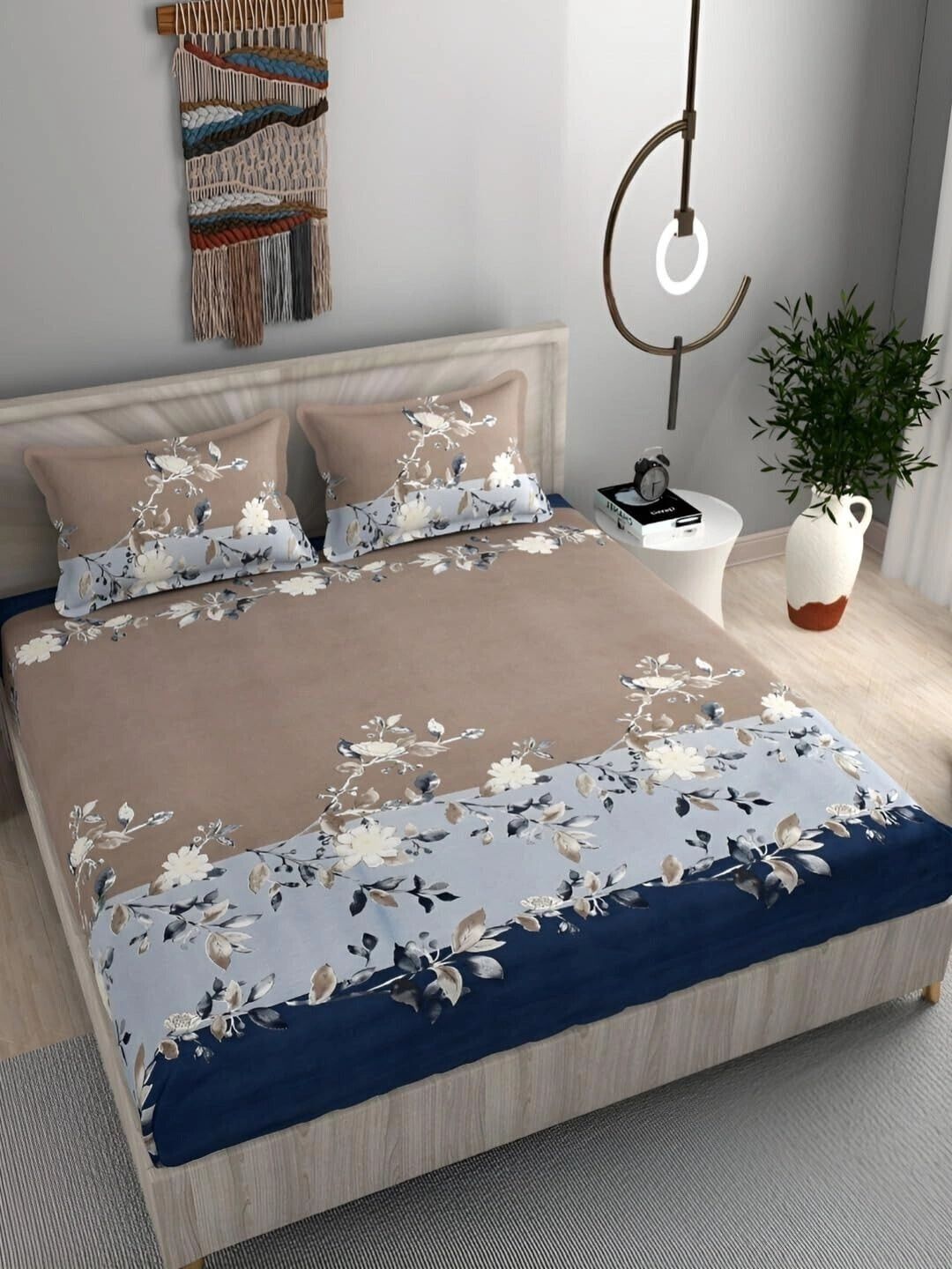 TINDLER KNOTS Blue Floral 210 TC Bedsheet with 2 Pillow Covers-picture-17