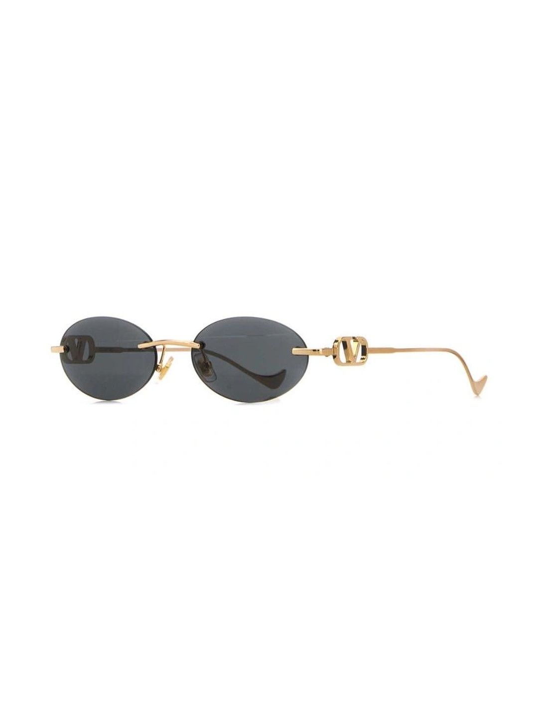 Valentino Garavani Women Grey Lens & Gold-Toned Oval Sunglasses with-picture-28