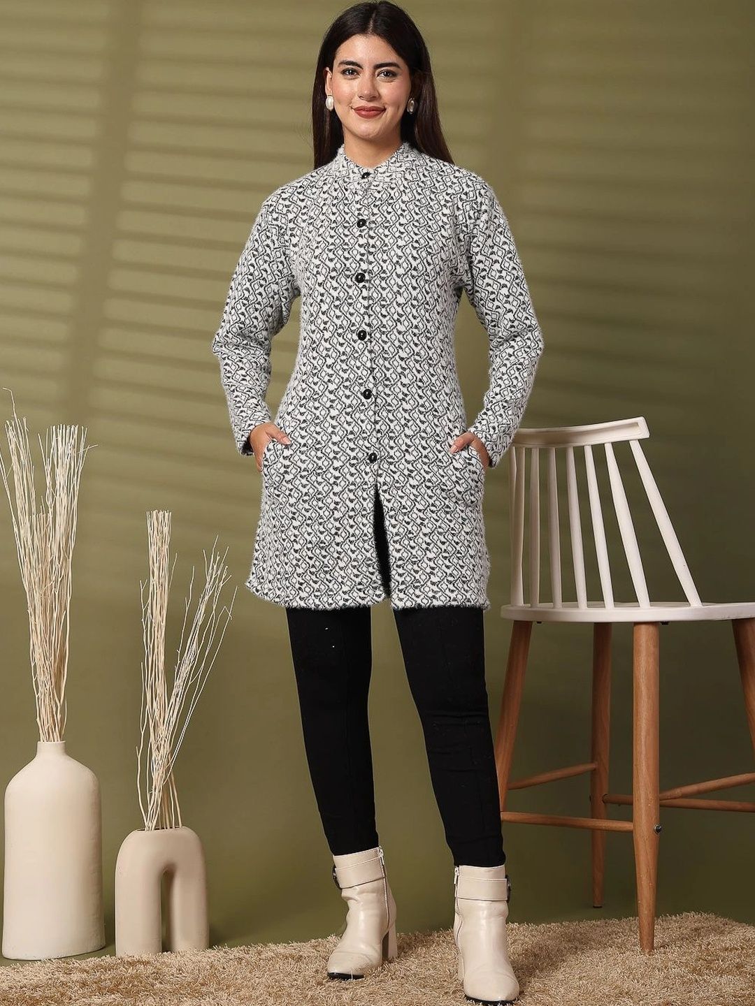 all about you Women Printed Woollen Longline-image-17